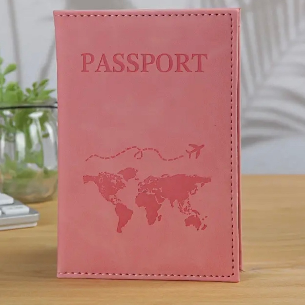 Casual PU Passport Holder Solid Color Cover & Faux Leather Organizer